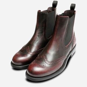 Arthur Knight Designer Burgundy Ladies Italian Chelsea Boot Brogues🖤